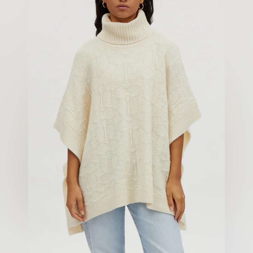 NEW $500 COACH signature wool turtleneck PONCHO sweater knit size XS/S NEW rare
